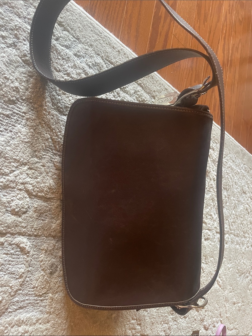 Vintage Coach Dark Brown Leather Crossbody Shoulder Bag
